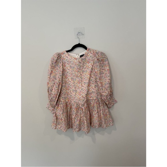 Bardot Cream Sundress with Bishop Sleeves and Crew Neck - Picture 2 of 6